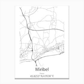 Miribel,France Minimalist Map Canvas Print