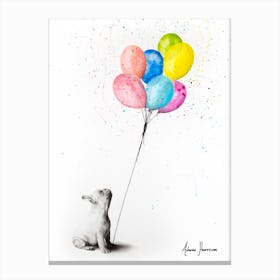The French Bulldog And The Balloons Canvas Print