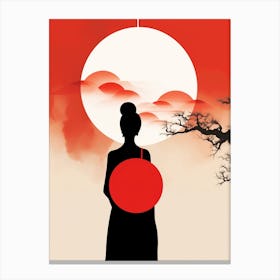 Silhouette Of A Japanese Woman Canvas Print