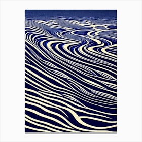 Water Ripples Waterscape Linocut 1 Canvas Print