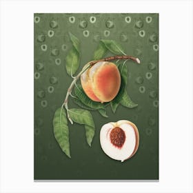 Vintage Peach Botanical on Lunar Green Pattern n.0223 Canvas Print