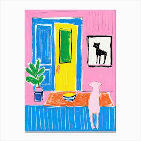 Dog In Colourful Room Canvas Print