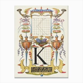 Guide For Constructing The Letter K From Mira Calligraphiae Monumenta, Joris Hoefnagel Canvas Print
