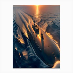Submarine In The Ocean -Reimagined 5 Canvas Print