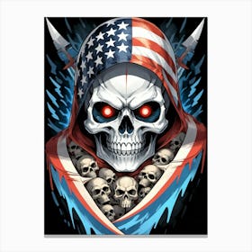American Flag Floral Face Evil Death Skull (20) Canvas Print