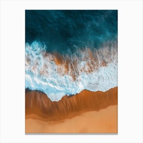 Aerial View Of A Beach With Waves 1 Canvas Print