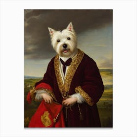 West Highland White Terrier Renaissance Portrait Oil Painting Canvas Print