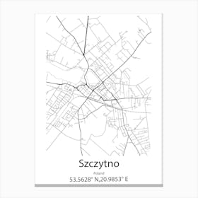 Szczytno,Poland Minimalist Map Leinwandbild