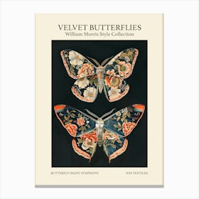 Velvet Butterflies Collection Butterfly Night Symphony William Morris Style 2 Canvas Print