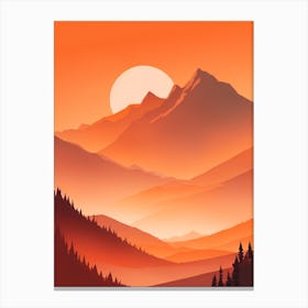 Misty Mountains Vertical Composition In Orange Tone 360 Canvas Print