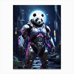 Panda In Cyborg Body #1 Canvas Print