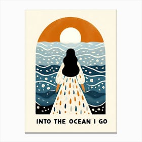 Into The Ocean I Go, white dress, long hair woman  Canvas Print