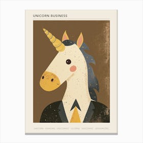 Unicorn In A Suit & Tie Mocha Background 1 Poster Canvas Print