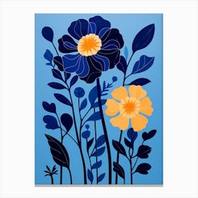Blue Flower Illustration Marigold Canvas Print