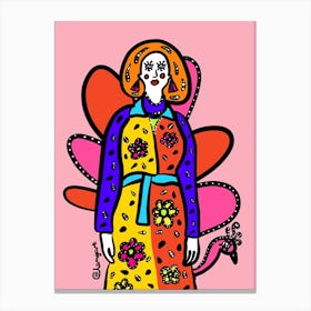 Woman In A Colorful Dress Canvas Print