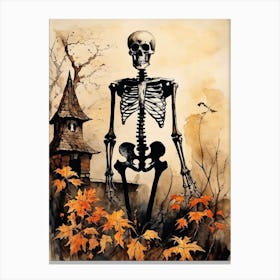 Vintage Halloween Gothic Skeleton Painting (31) Canvas Print