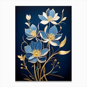 Blue Flowers On A Blue Background 2 Canvas Print