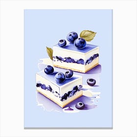 Blueberry Cheesecake Bars Dessert Retro Minimal 2 Flower Canvas Print