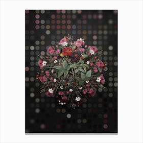 Vintage Van Eeden Rose Flower Wreath on Dot Bokeh Pattern Canvas Print