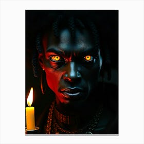 Black Man Holding A Candle Canvas Print