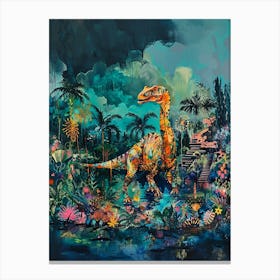 Dinosaur Ancient Ruins Painting 2 Canvas Print