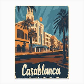 Aihrgdesign A Retro Travel Poster For Casablanca Featuring Th E0138a6a 352d 4c58 802e Ca1893639be6 3 Canvas Print