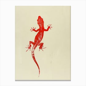 Red Satanic Leaf Tailed Gecko Block Print Canvas Print