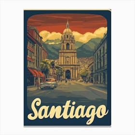 Aihrgdesign A Classic 1960s Travel Poster For Santiago Canvas Print