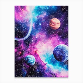 Galaxy with planets Canvas Print