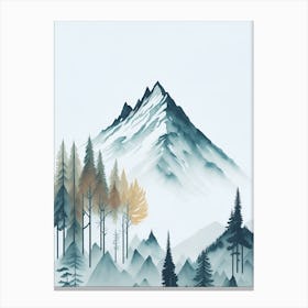 Mountain And Forest In Minimalist Watercolor Vertical Composition 186 Canvas Print