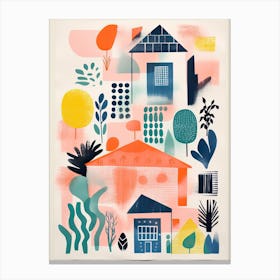 A House In Australia, Abstract Risograph Style 1 Canvas Print