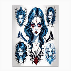 Vampire Girl Tattoos Canvas Print
