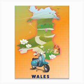 Wales Travel map Canvas Print