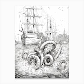 Octopus Detailed Drawing 1 Canvas Print