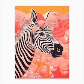 Zebra Pink Orange Line Portrait 3 Canvas Print