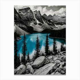 Black And White Mountain Lake Canvas Print