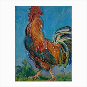 Vintage Painting Rooster Canvas Print