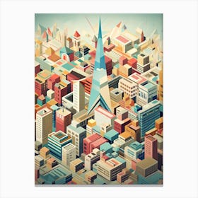 Tokyo, Japan, Geometric Illustration 4 Canvas Print