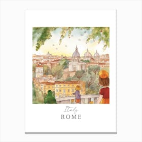 Italy, Rome Storybook 4 Travel Poster Watercolour Canvas Print