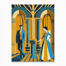 1920s Art Deco Scene With Elegant Figures And Architecture 1 Canvas Print
