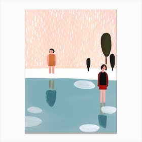 Tiny People At The Pool Illustration 1 Canvas Print