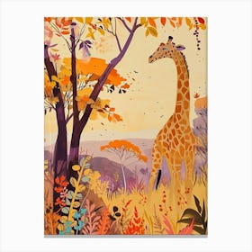 Giraffes At Dusk Illustration 2 Canvas Print
