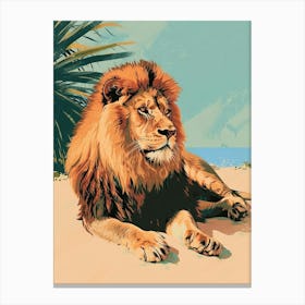 Barbary Lion Resting In The Sun Illustration 1 Canvas Print
