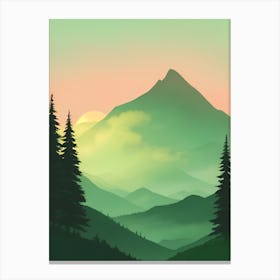 Misty Mountains Vertical Composition In Green Tone 167 Canvas Print