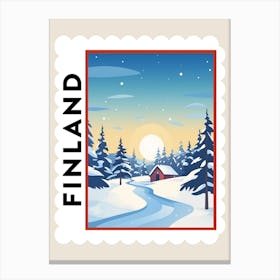 Retro Winter Stamp Poster Lapland Finland 5 Canvas Print