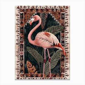 Greater Flamingo And Alocasia Elephant Ear Boho Print 3 Canvas Print