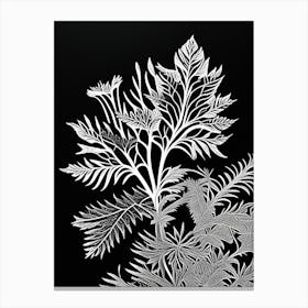 Sweet Cicely Leaf Linocut 3 Canvas Print