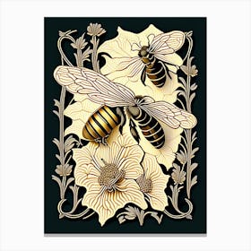 Wax Bees 1 William Morris Style Canvas Print