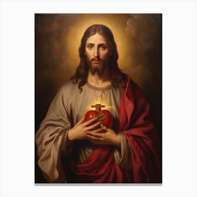Sacred Heart Of Jesus, Oil On Canvas Portuguese School, 19th Century 006 Canvas Print