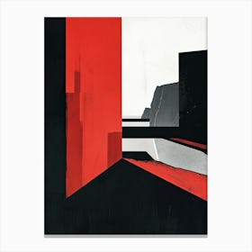 City In Red And Black, Abstract Canvas Print